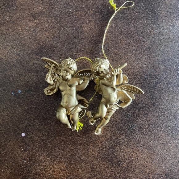 Set of two gold cherub ornaments - Picture 1 of 1